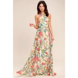 Lulu’s Lilja Cream Floral Print Maxi Dress